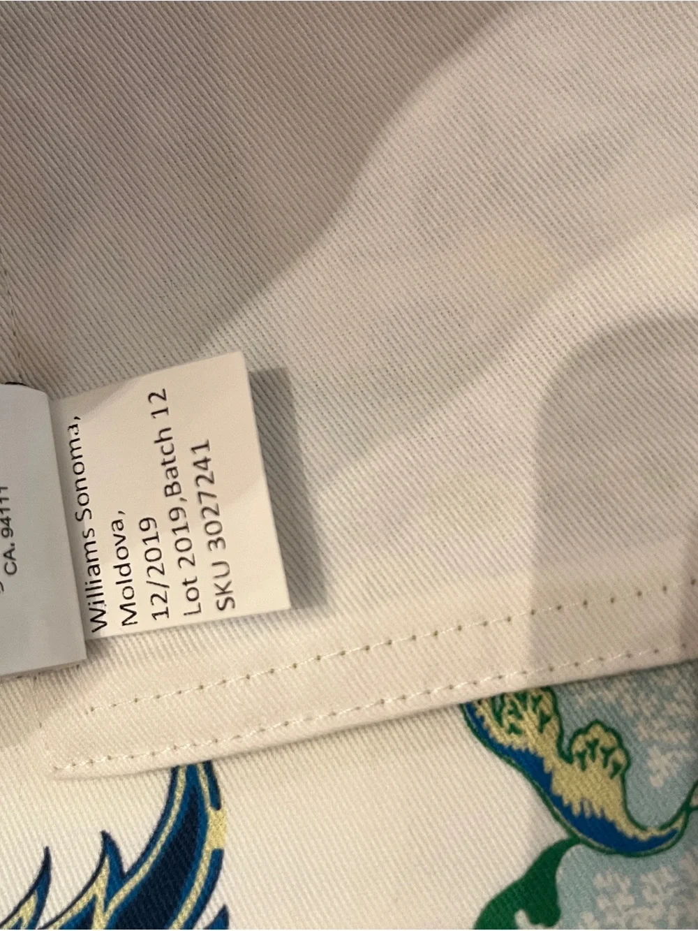 Williams Sonoma Floral Table Runner in Blue, Green & Cream